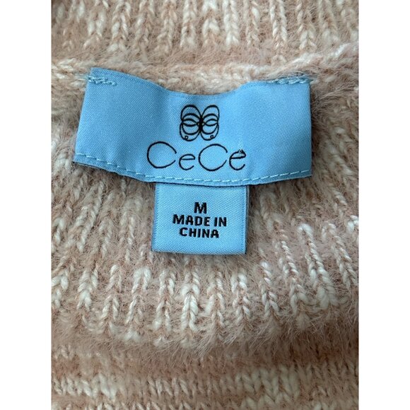 CeCe Eyelash Sweater Short Sleeve Knit Pink Mock Neck Womens Size M - Picture 4 of 7